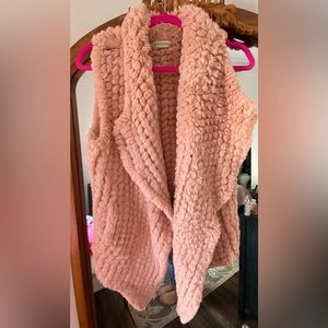 Neiman Marcus faux fur shawl cardigan size L.